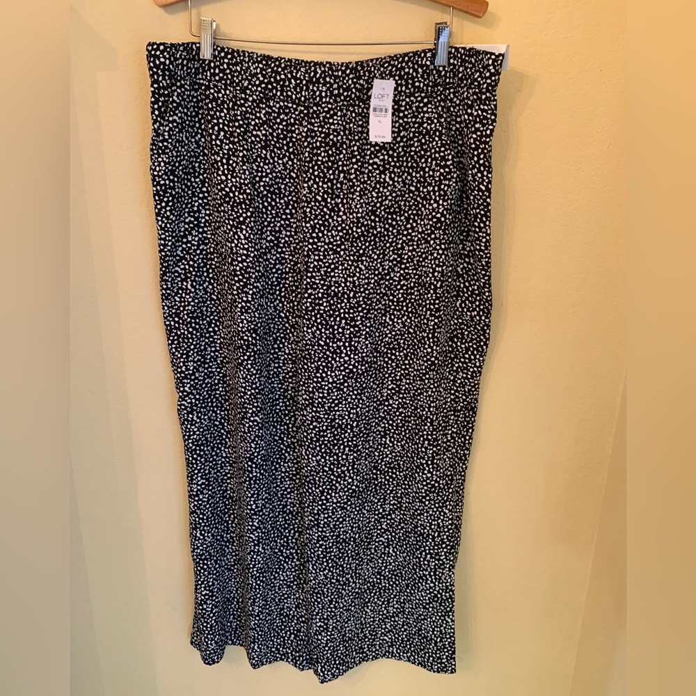 LOFT Monochrome Patterned Wide Leg Pants